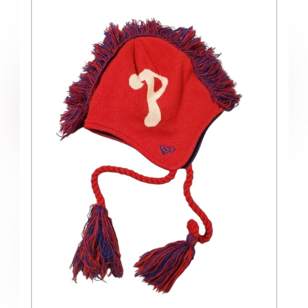 New Era Phillies Mohawk tassel knit hat